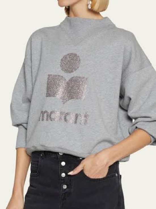 Isabel Marant Tops - Isabel Marant Etoile Moby Glitter Logo Sweatshirt Gray Size 40